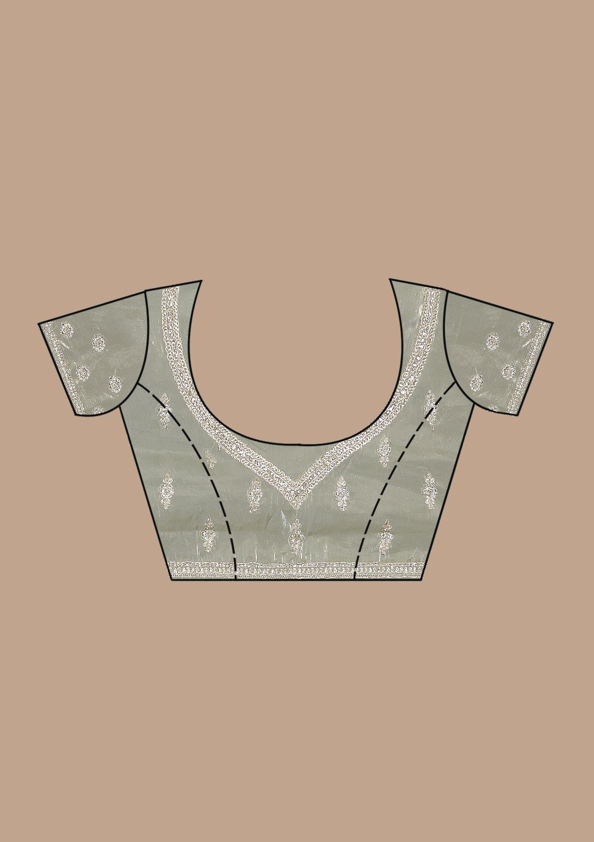 Elegant Pista Green Tissue Saree with Exquisite Zari Work - Image 9